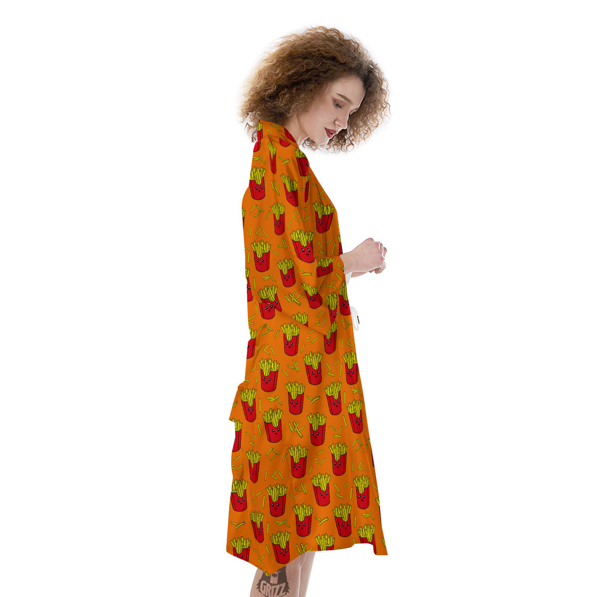 French Fries Cartoon Print Pattern Kimono-grizzshop