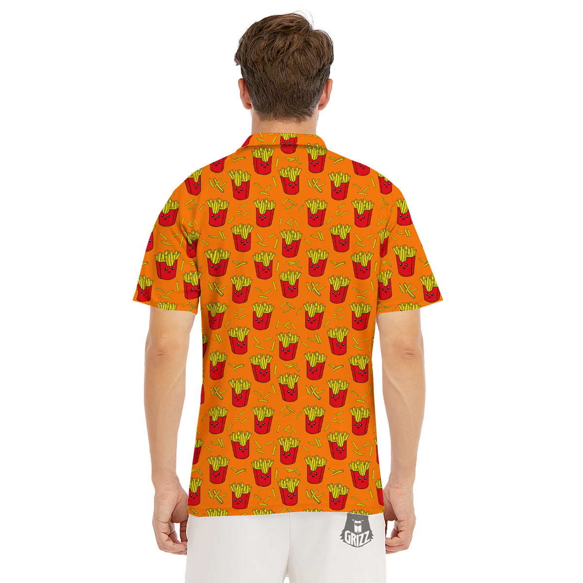 French Fries Cartoon Print Pattern Men's Golf Shirts-grizzshop
