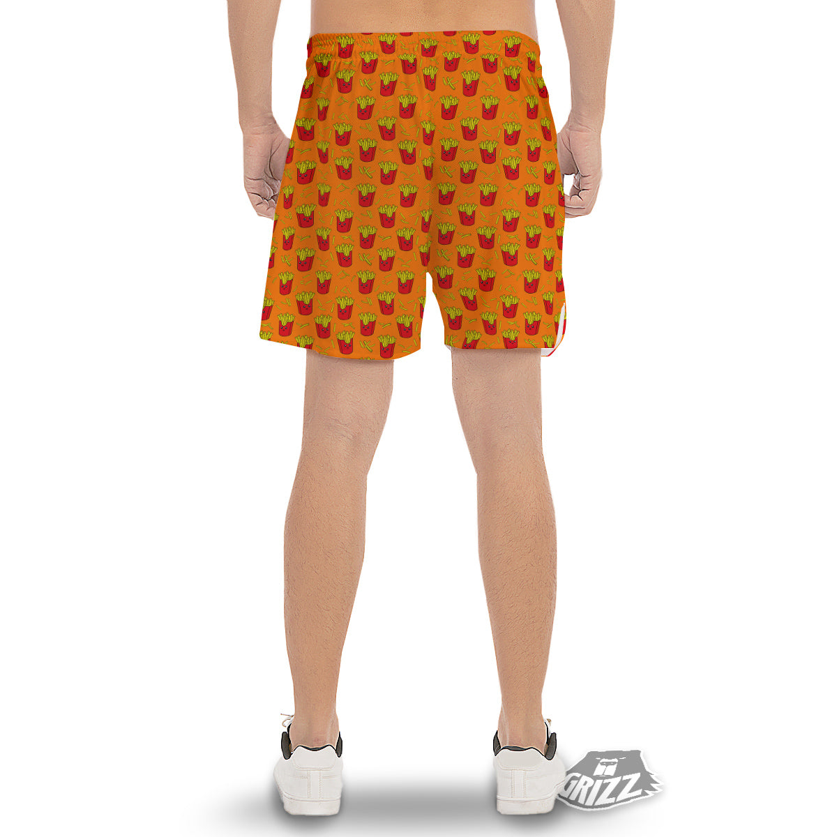 French Fries Cartoon Print Pattern Men's Gym Shorts-grizzshop