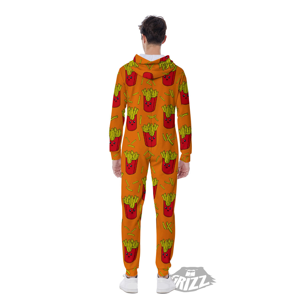 French Fries Cartoon Print Pattern Men's Jumpsuit-grizzshop