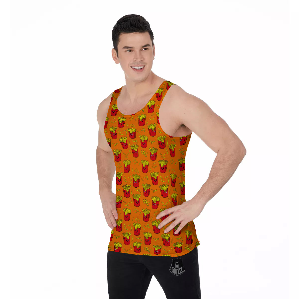 French Fries Cartoon Print Pattern Men's Tank Top-grizzshop