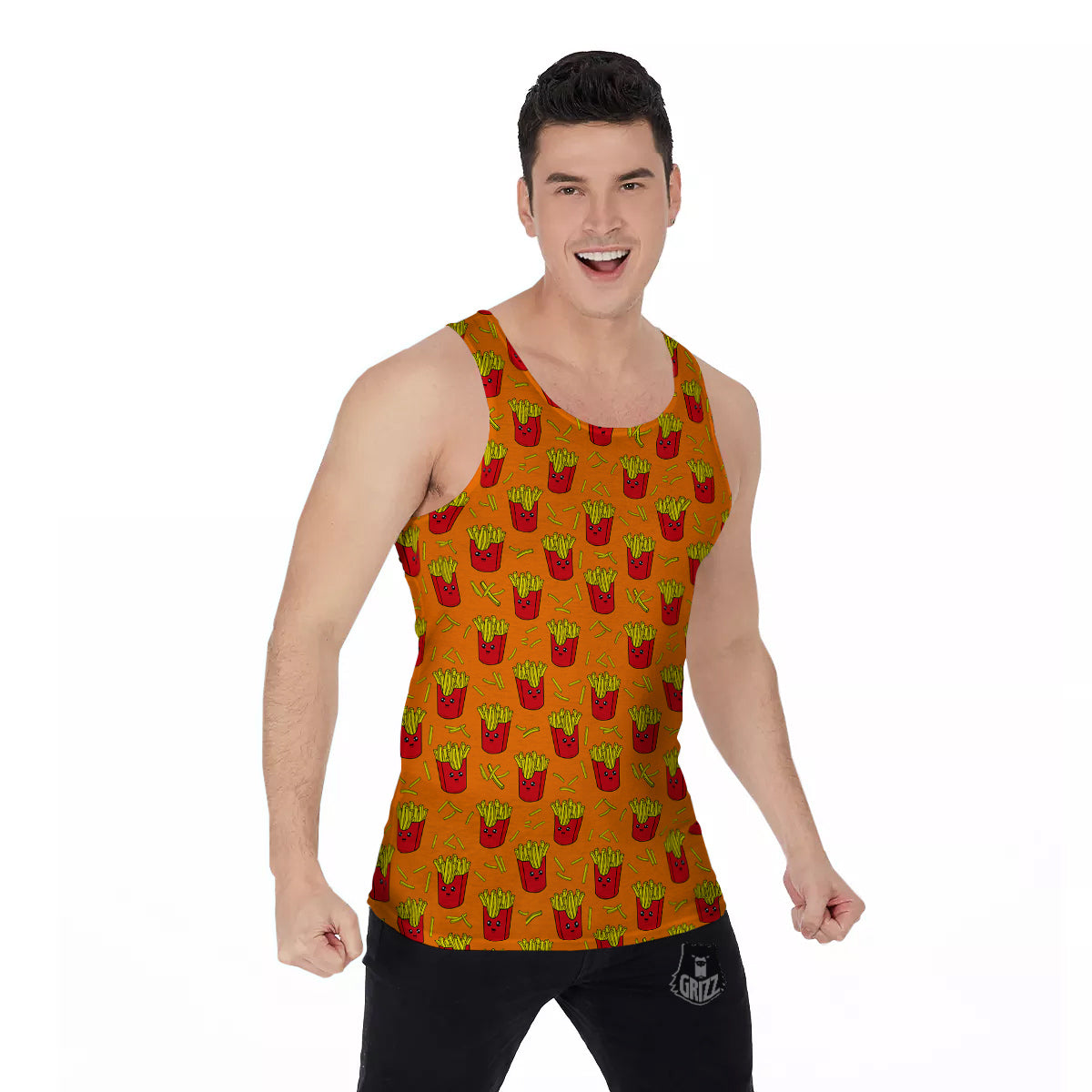 French Fries Cartoon Print Pattern Men's Tank Top-grizzshop
