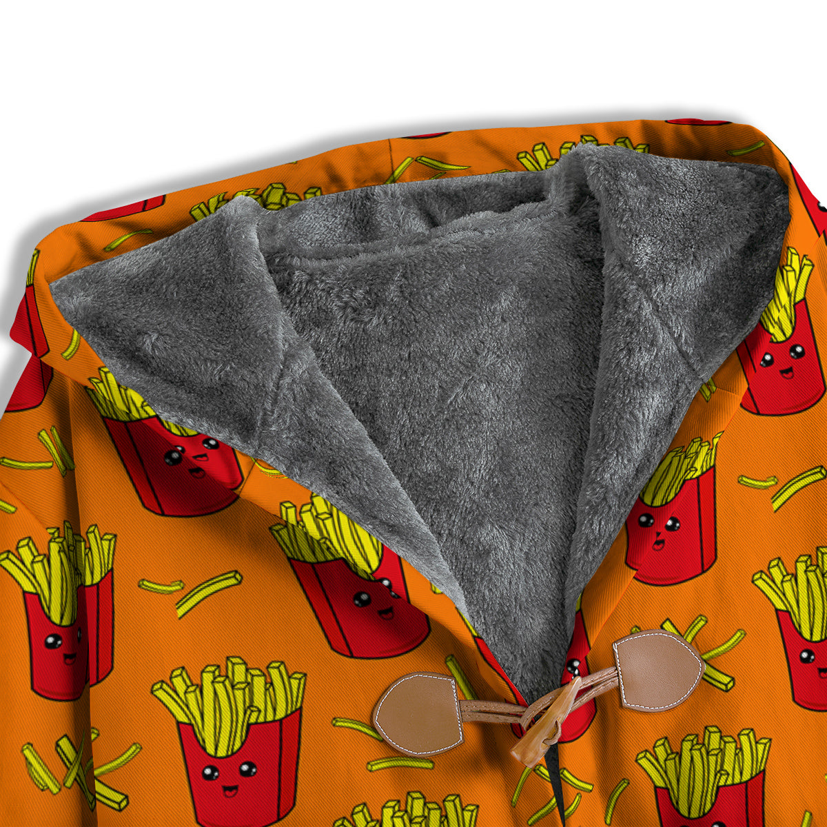 French Fries Cartoon Print Pattern Men's Windbreaker Jacket-grizzshop