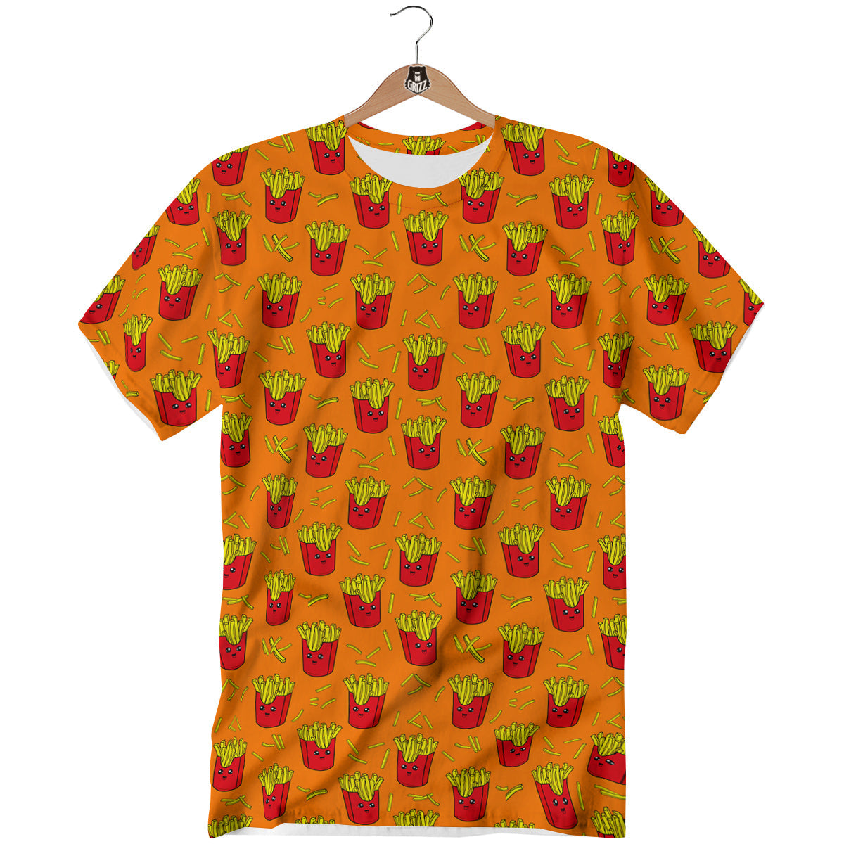 French Fries Cartoon Print Pattern T-Shirt-grizzshop
