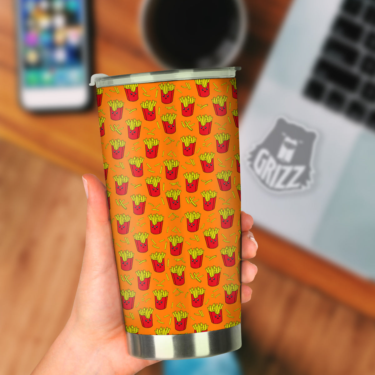 French Fries Cartoon Print Pattern Tumbler-grizzshop