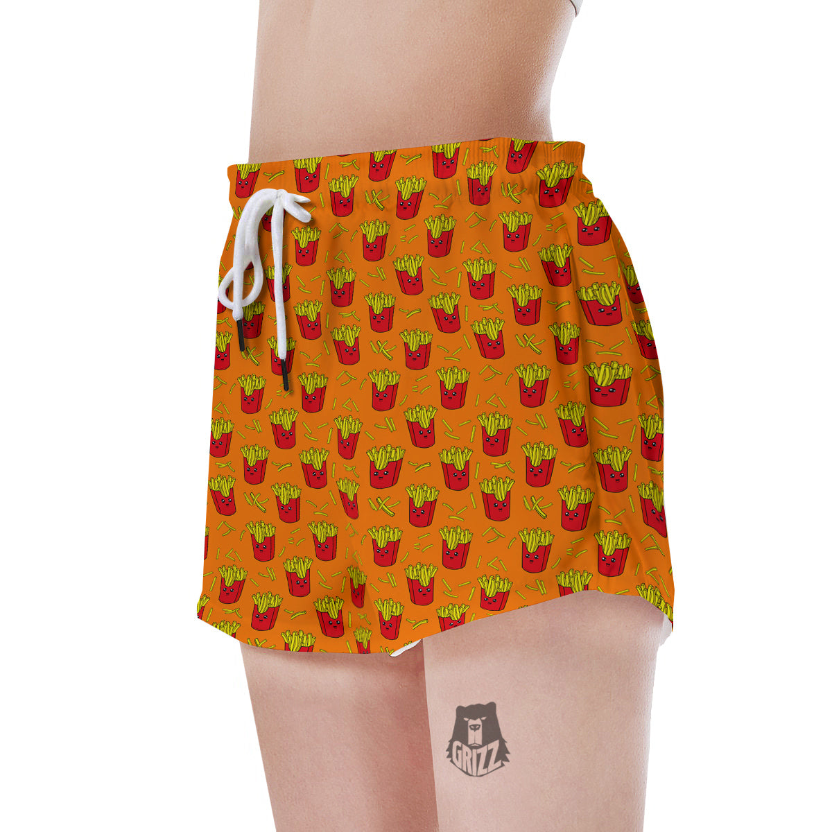 French Fries Cartoon Print Pattern Women's Shorts-grizzshop