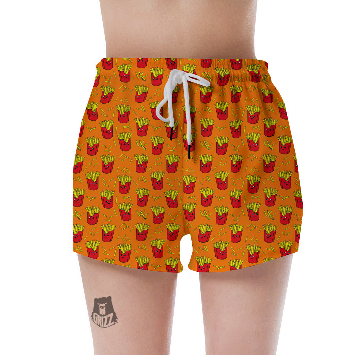 French Fries Cartoon Print Pattern Women's Shorts-grizzshop