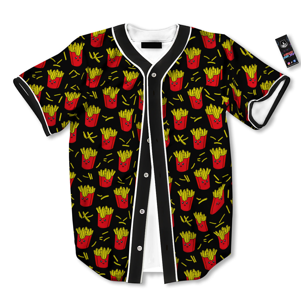 French Fries Cute Print Pattern Baseball Jersey-grizzshop