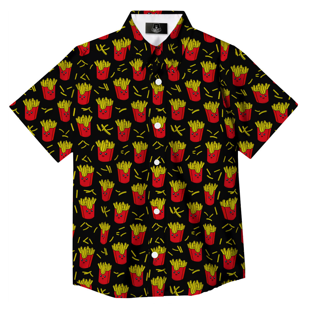 French Fries Cute Print Pattern Button Up Shirt-grizzshop