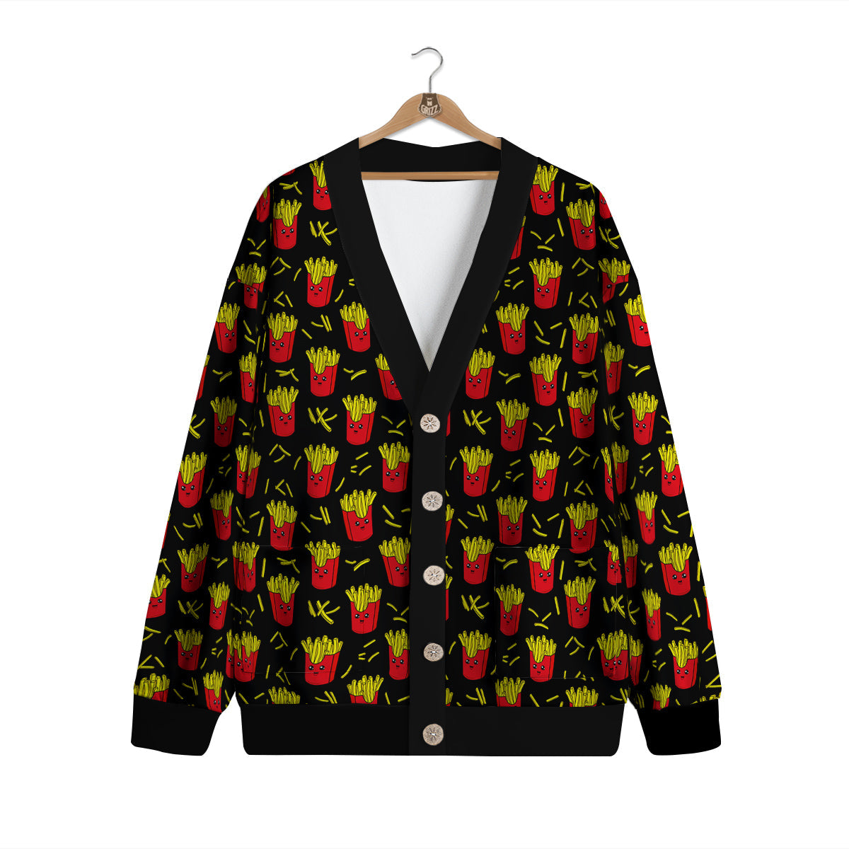 French Fries Cute Print Pattern Cardigan-grizzshop