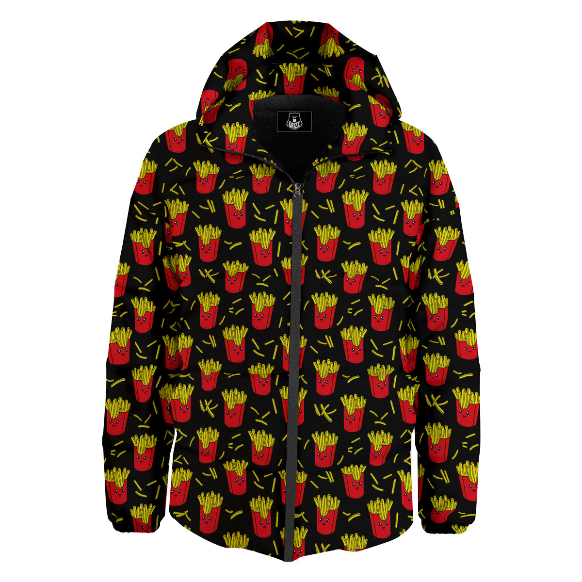 French Fries Cute Print Pattern Down Jacket-grizzshop