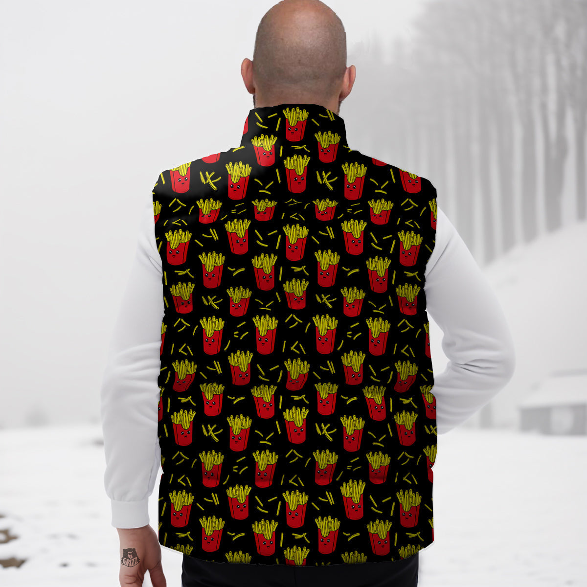 French Fries Cute Print Pattern Down Vest