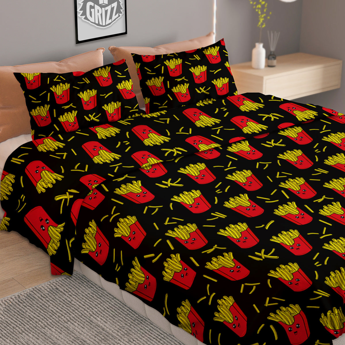 French Fries Cute Print Pattern Duvet Cover Bedding Set