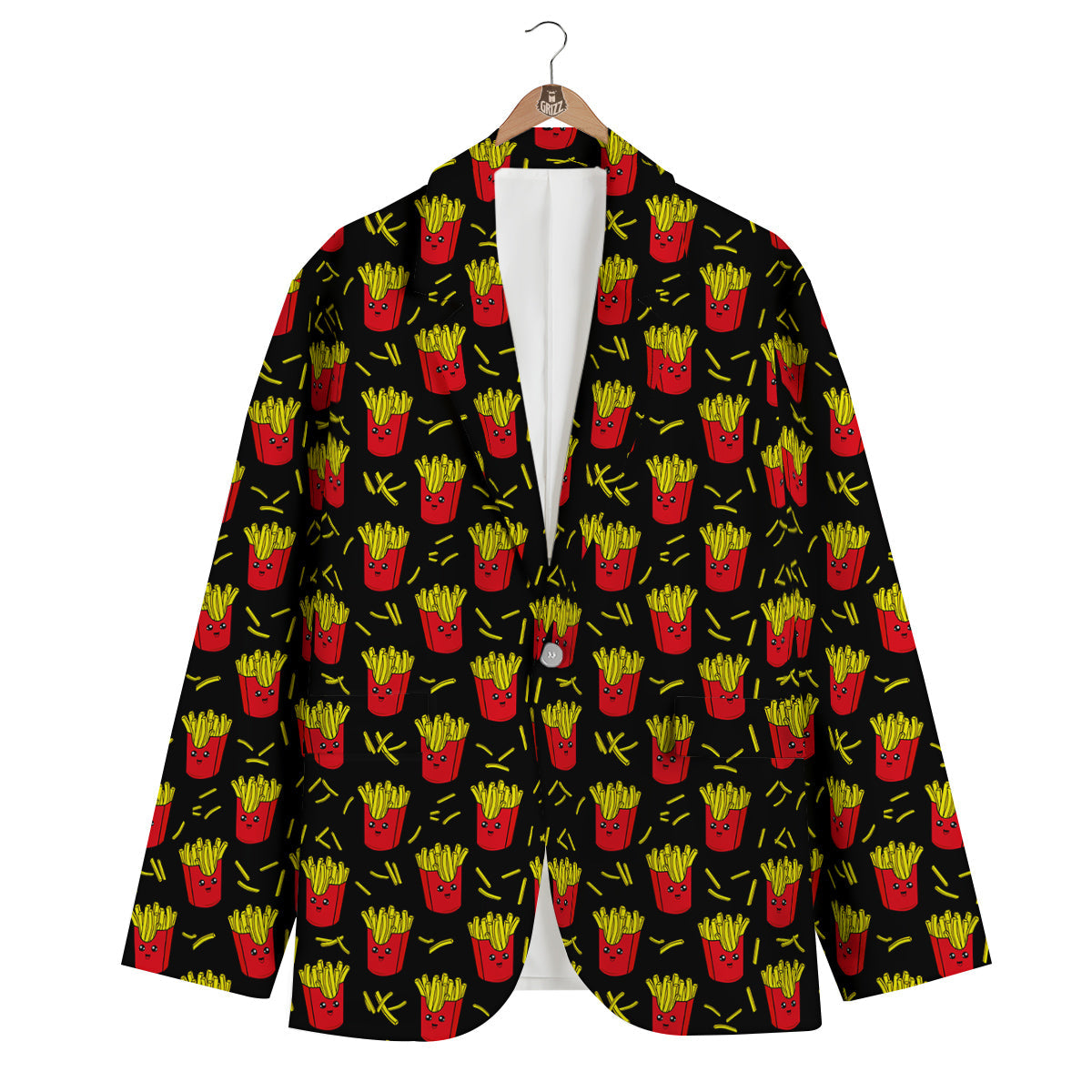 French Fries Cute Print Pattern Men's Blazer-grizzshop
