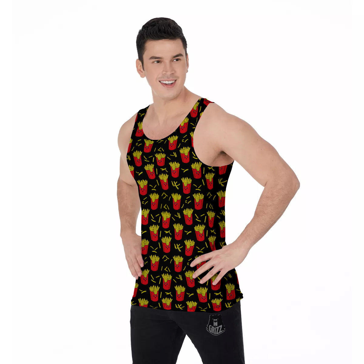 French Fries Cute Print Pattern Men's Tank Top-grizzshop