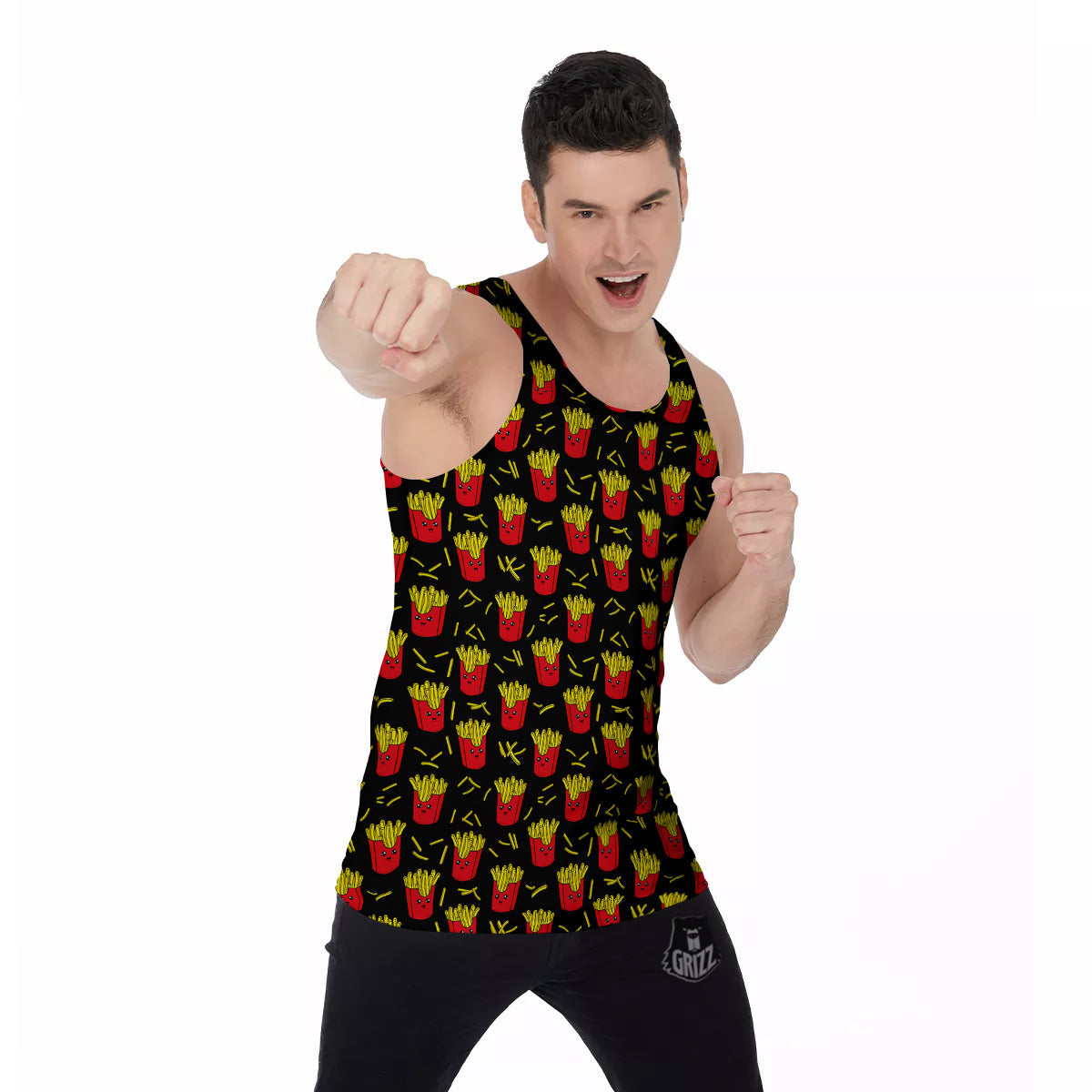French Fries Cute Print Pattern Men's Tank Top-grizzshop