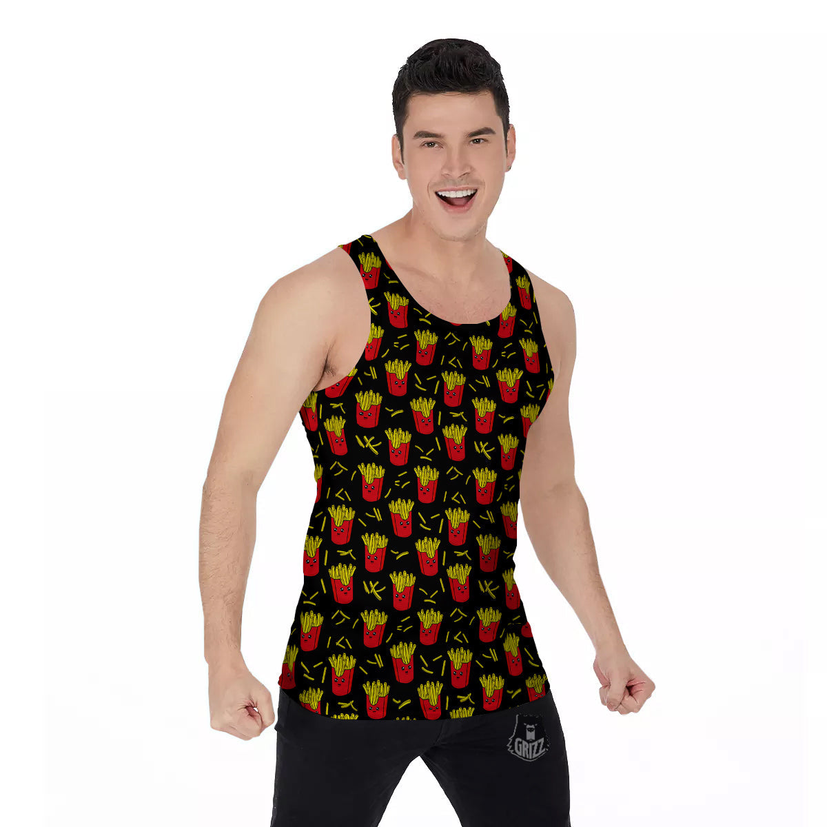 French Fries Cute Print Pattern Men's Tank Top-grizzshop