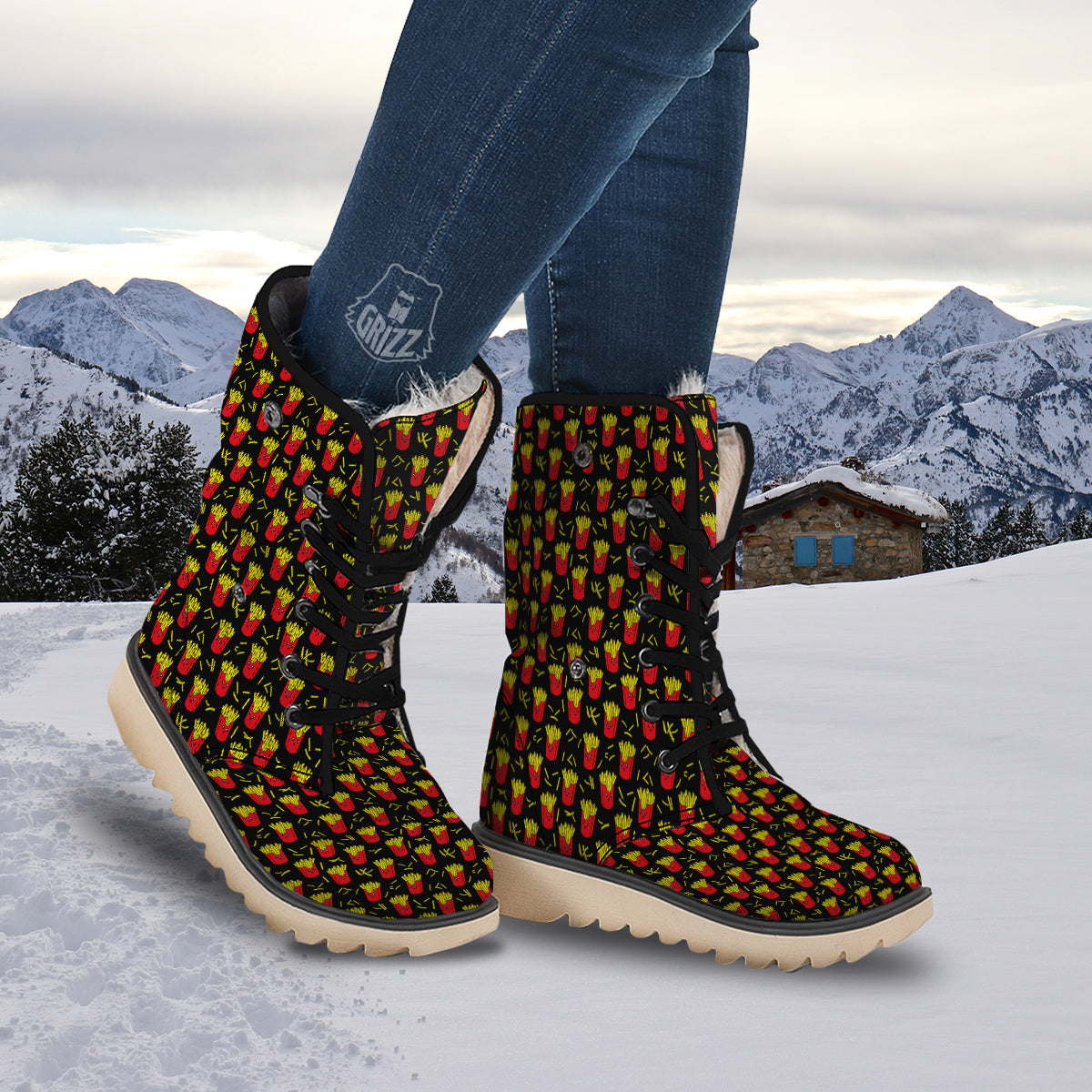 French Fries Cute Print Pattern Snow Boots-grizzshop