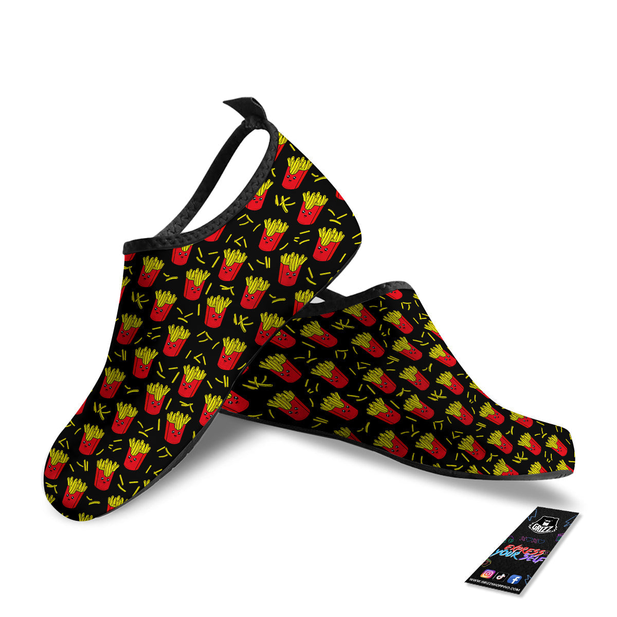 French Fries Cute Print Pattern Water Shoes-grizzshop