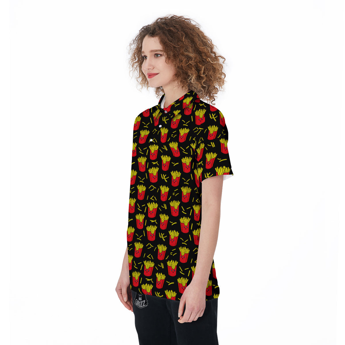 French Fries Cute Print Pattern Women's Golf Shirts-grizzshop