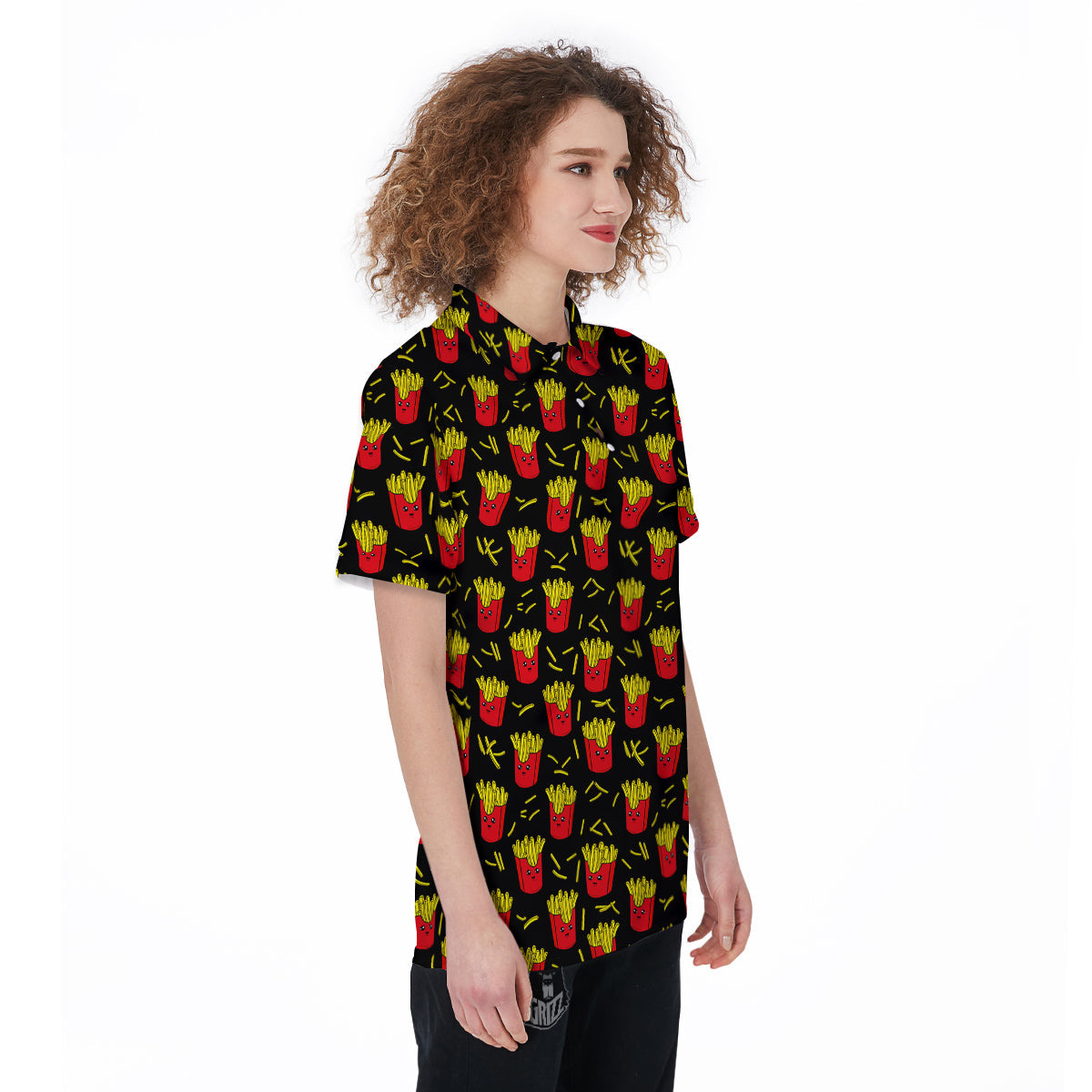 French Fries Cute Print Pattern Women's Golf Shirts-grizzshop