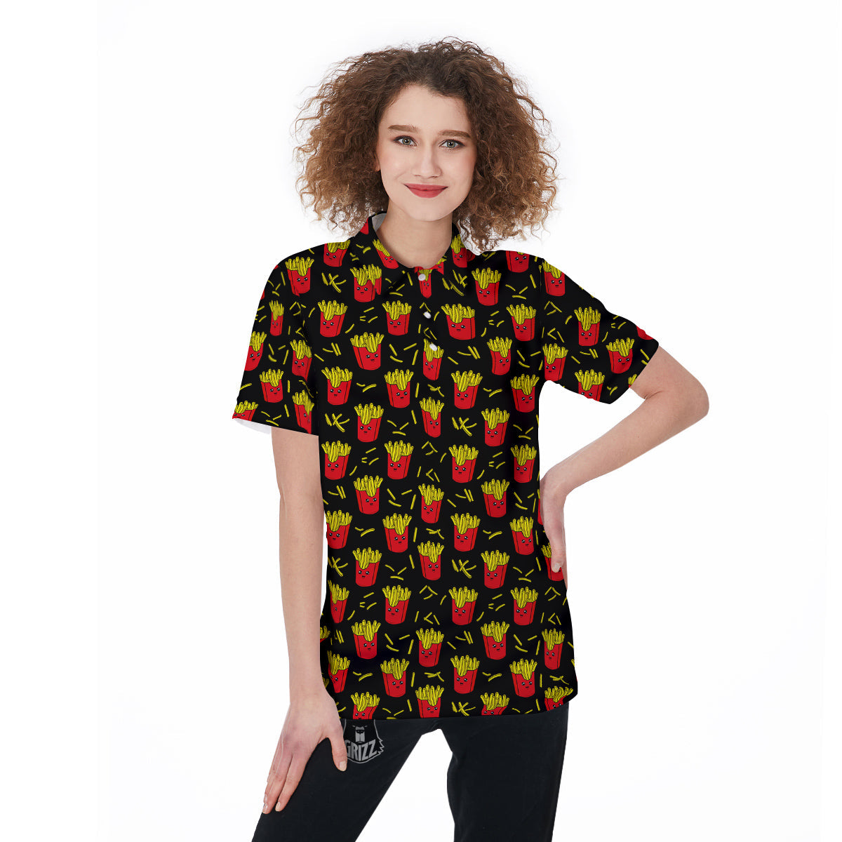 French Fries Cute Print Pattern Women's Golf Shirts-grizzshop