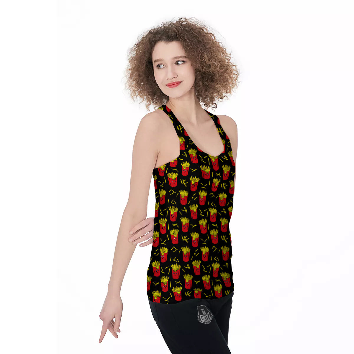 French Fries Cute Print Pattern Women's Racerback Tank Top-grizzshop