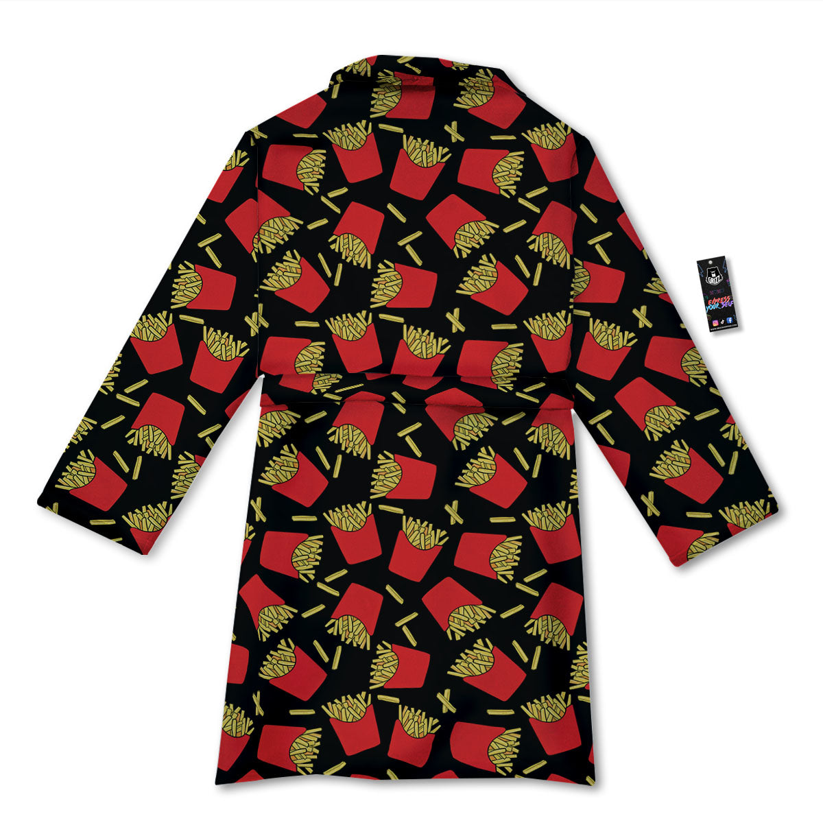 French Fries Doodle Print Pattern Bathrobe-grizzshop