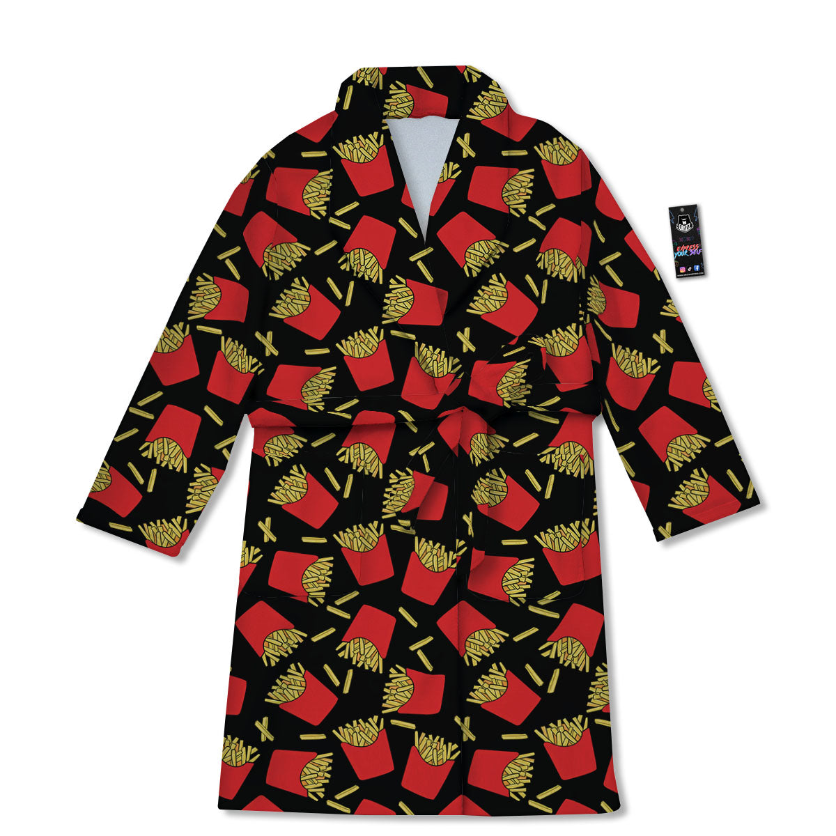French Fries Doodle Print Pattern Bathrobe-grizzshop