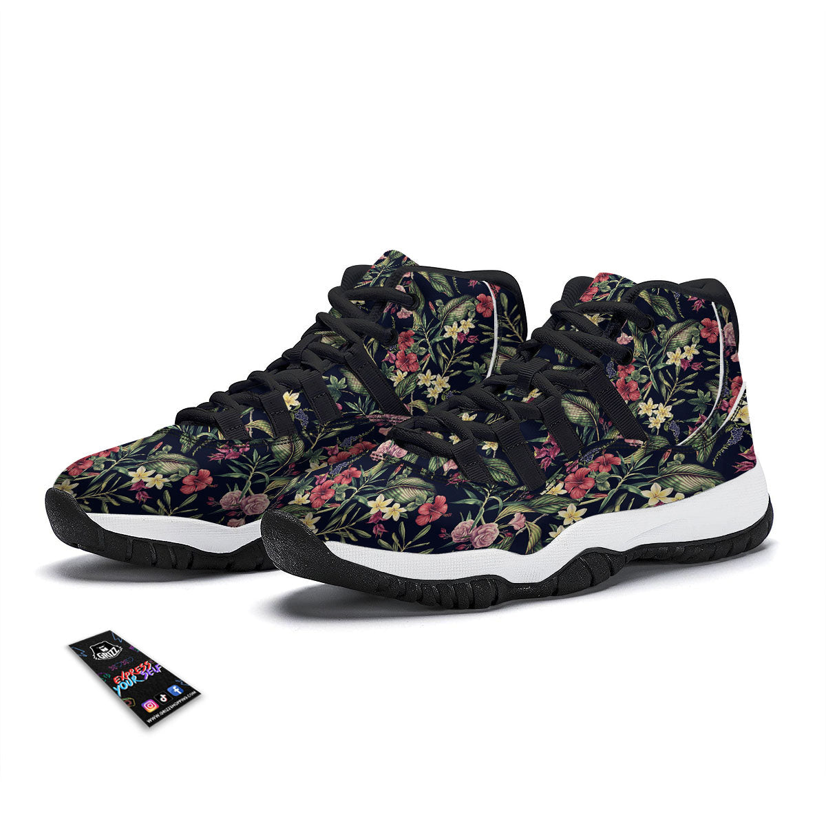 French Fries Doodle Print Pattern Black Bball Shoes-grizzshop