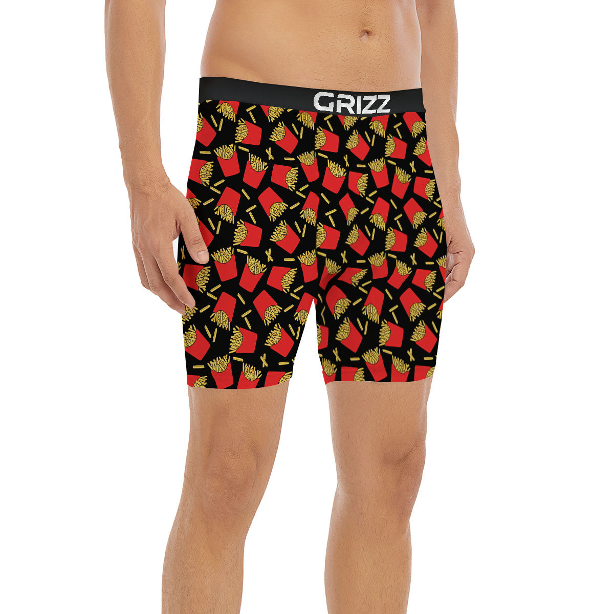 French Fries Doodle Print Pattern Boxer Briefs-grizzshop