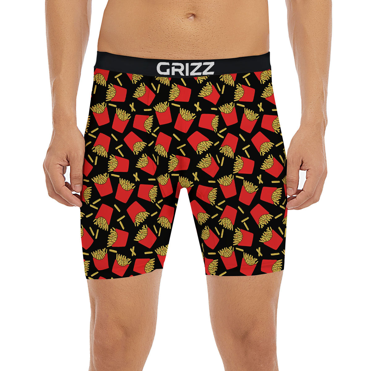 French Fries Doodle Print Pattern Boxer Briefs-grizzshop