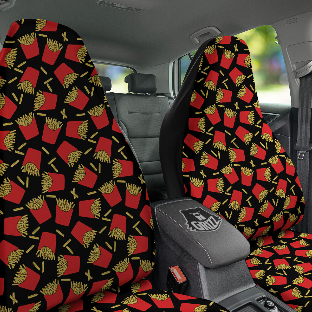 French Fries Doodle Print Pattern Car Seat Covers-grizzshop
