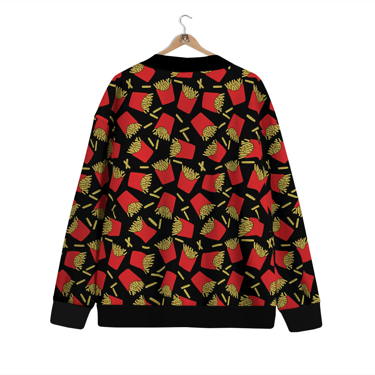 French Fries Doodle Print Pattern Cardigan-grizzshop