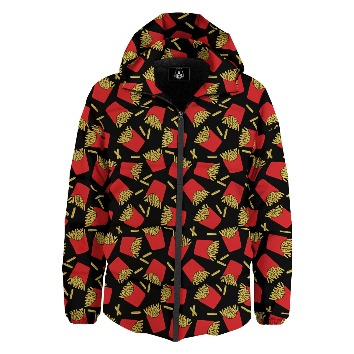 French Fries Doodle Print Pattern Down Jacket-grizzshop
