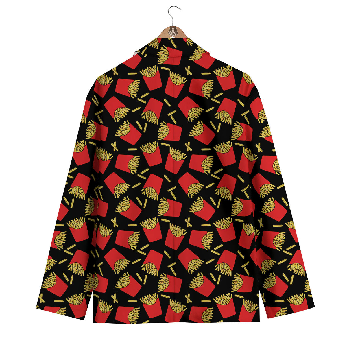 French Fries Doodle Print Pattern Men's Blazer-grizzshop