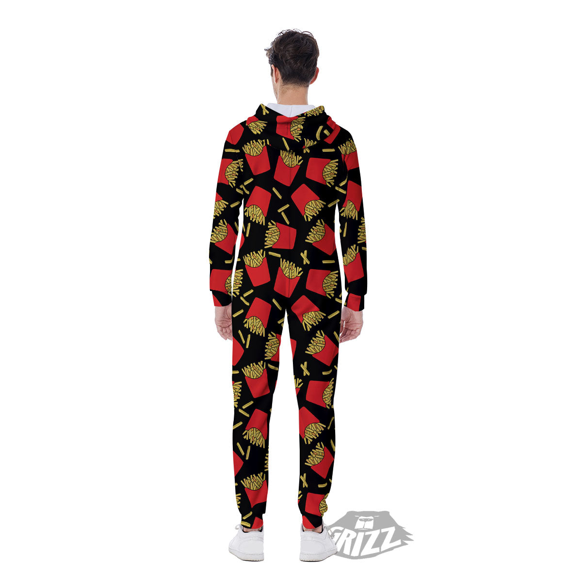 French Fries Doodle Print Pattern Men's Jumpsuit-grizzshop