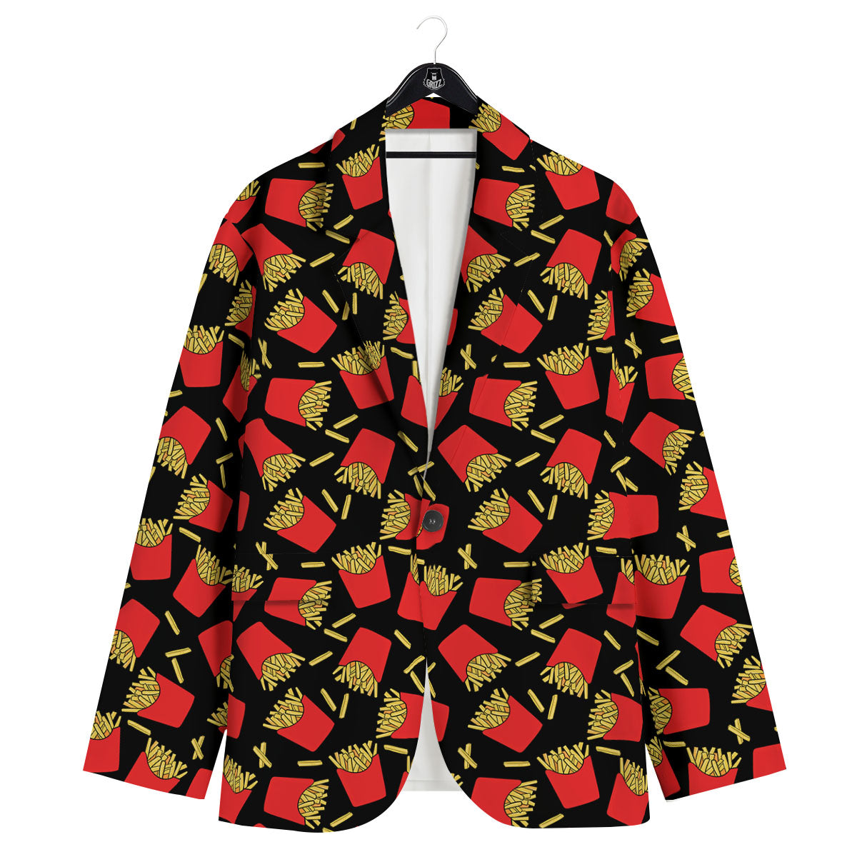 French Fries Doodle Print Pattern Men's Sport Coat-grizzshop