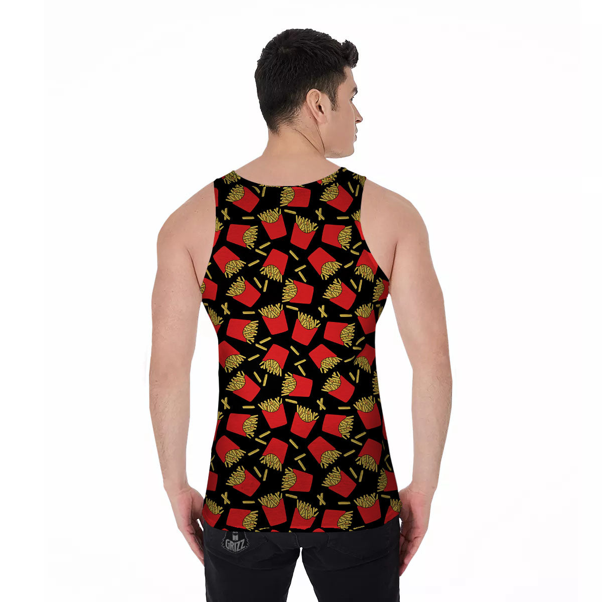 French Fries Doodle Print Pattern Men's Tank Top-grizzshop