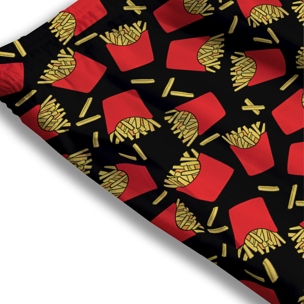 French Fries Doodle Print Pattern Mesh Shorts