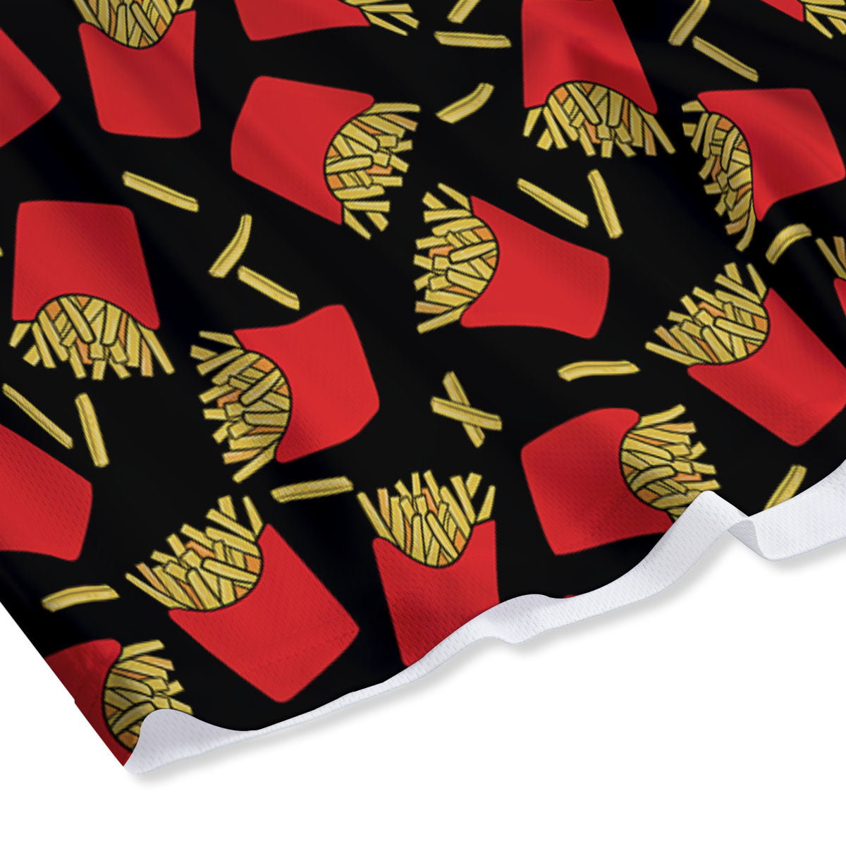 French Fries Doodle Print Pattern Mesh Shorts
