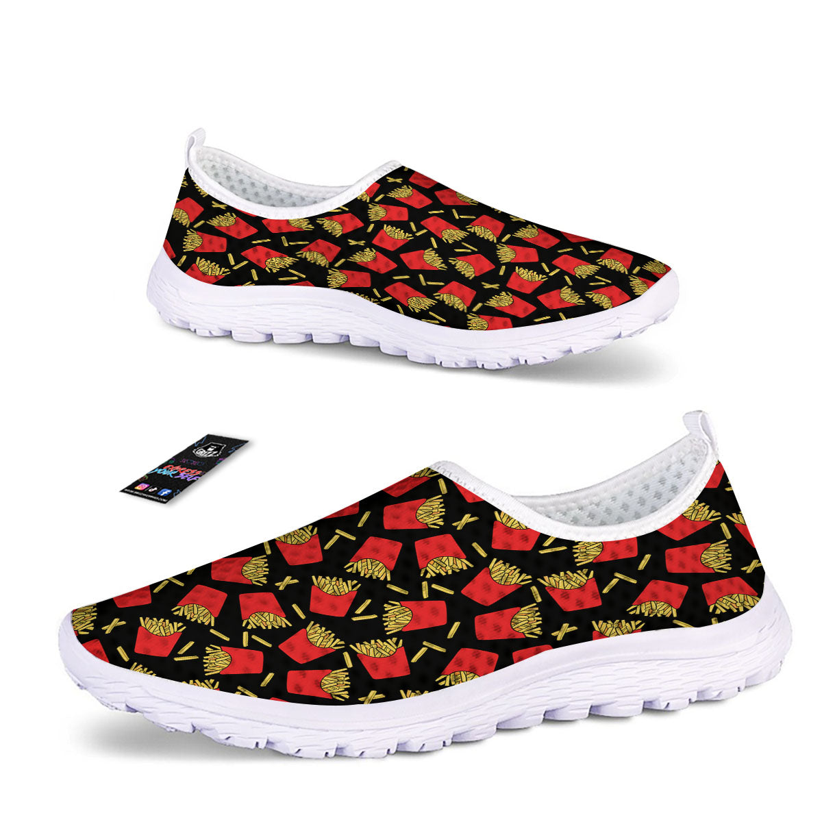 French Fries Doodle Print Pattern Nurse Shoes-grizzshop