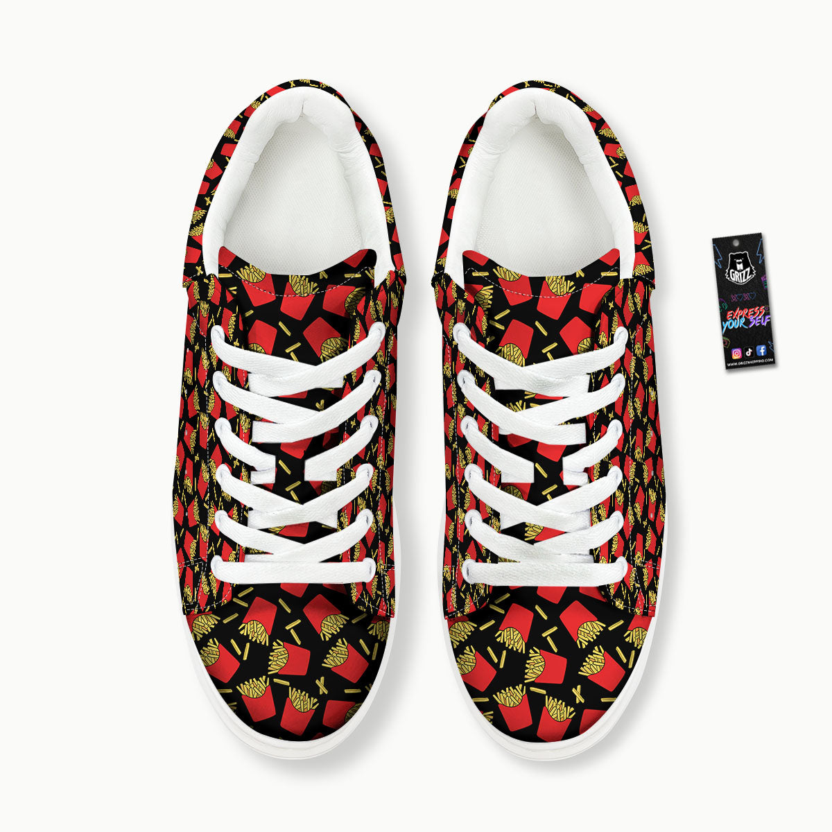 French Fries Doodle Print Pattern Platform Shoes-grizzshop