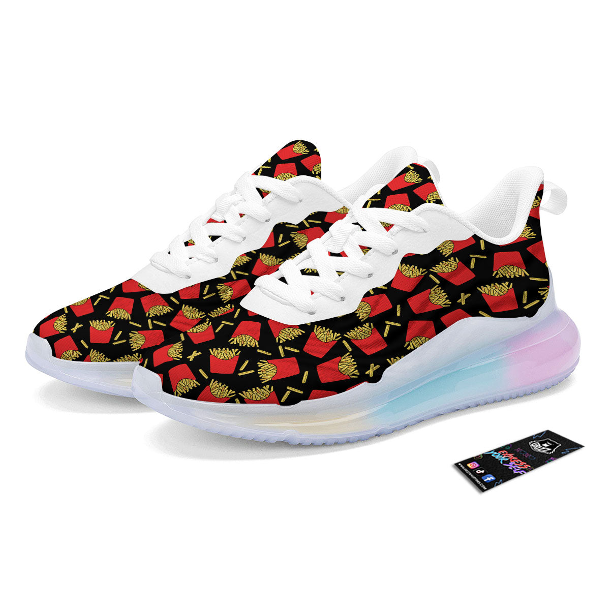 French Fries Doodle Print Pattern Running Sneakers-grizzshop