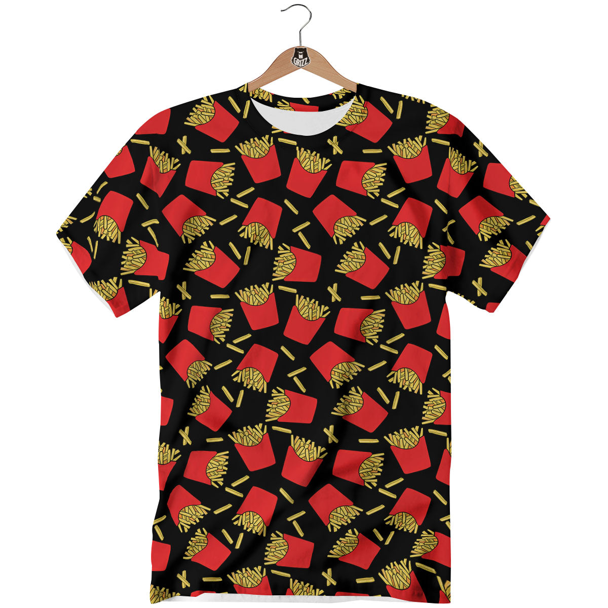 French Fries Doodle Print Pattern T-Shirt-grizzshop