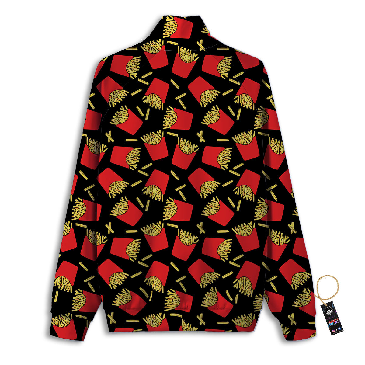 French Fries Doodle Print Pattern Track Jacket-grizzshop