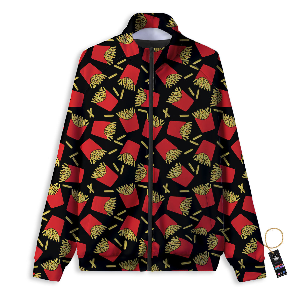 French Fries Doodle Print Pattern Track Jacket-grizzshop