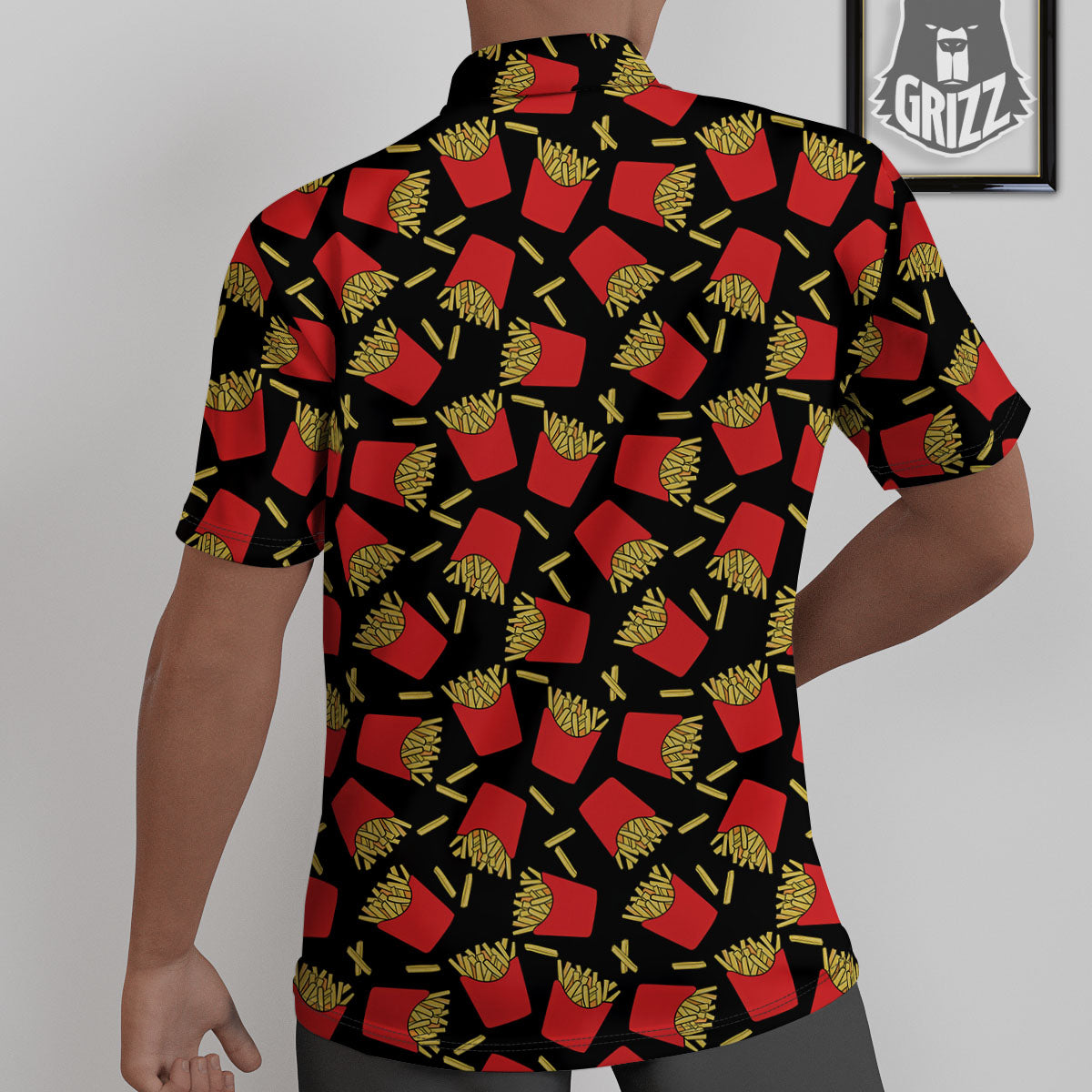 French Fries Doodle Print Pattern Untucked Shirts-grizzshop