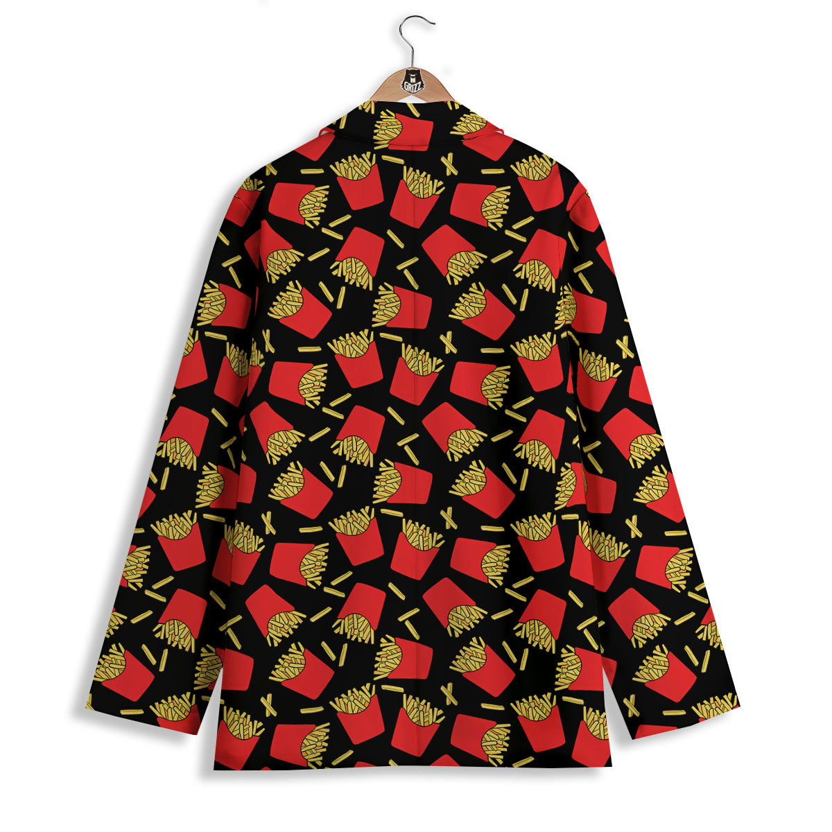 French Fries Doodle Print Pattern Women's Blazer-grizzshop