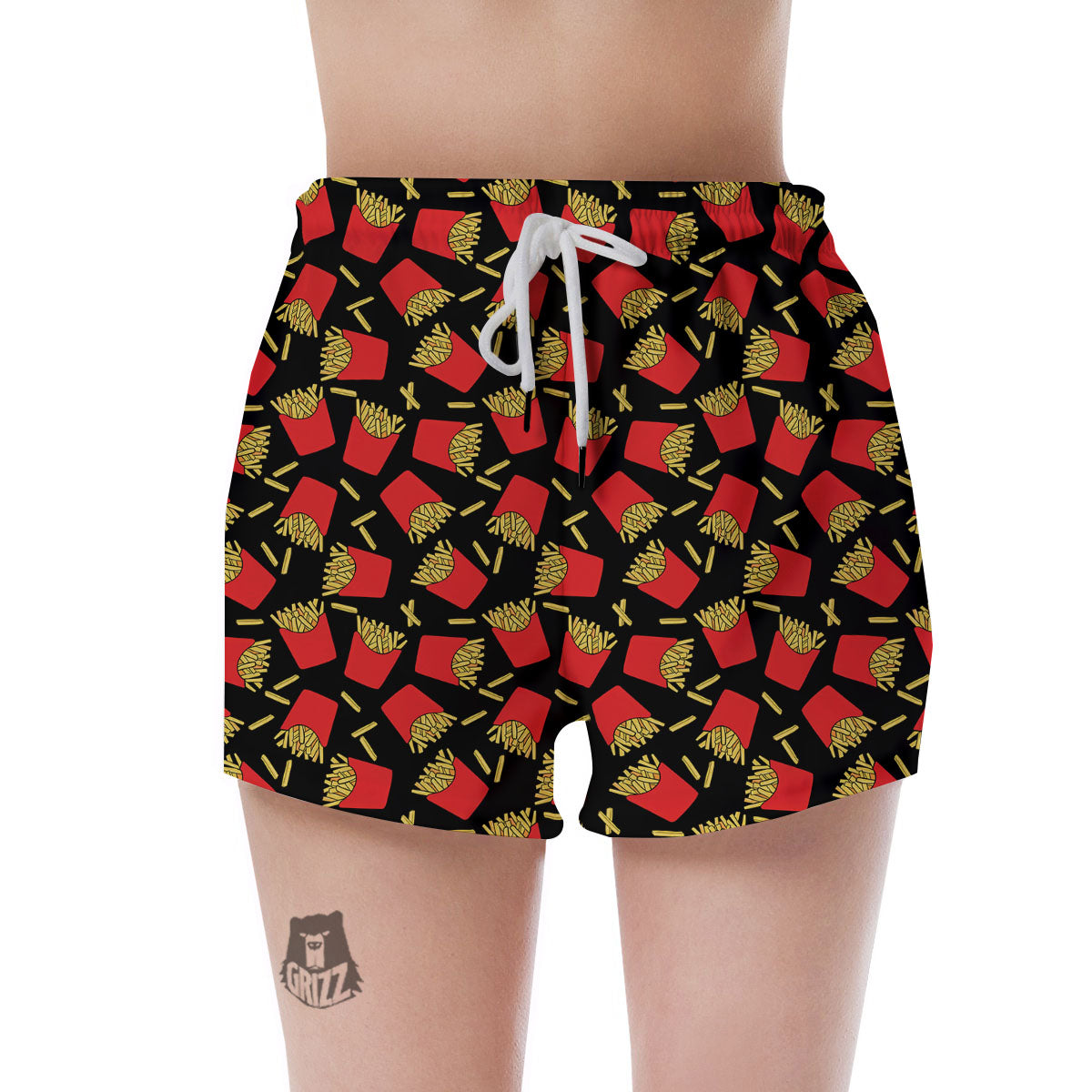 French Fries Doodle Print Pattern Women's Shorts-grizzshop